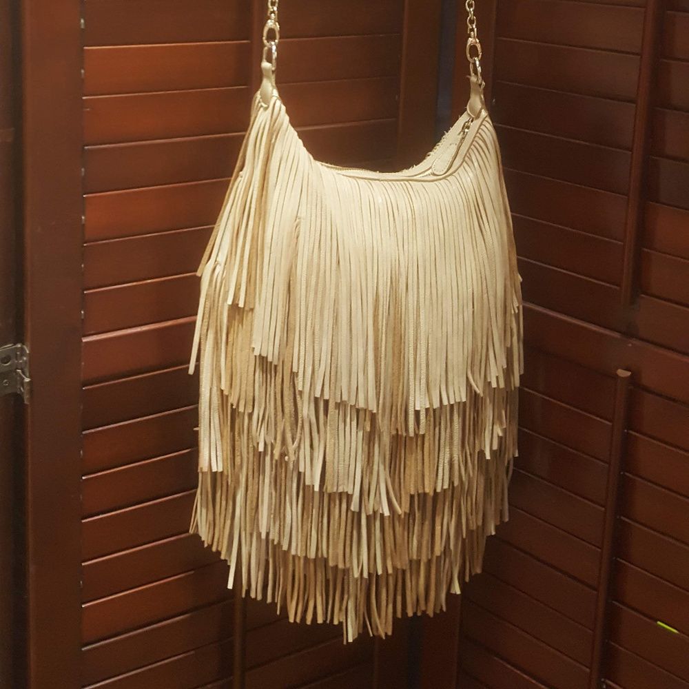 Genuine Leather Lost and Found Fringe Purse